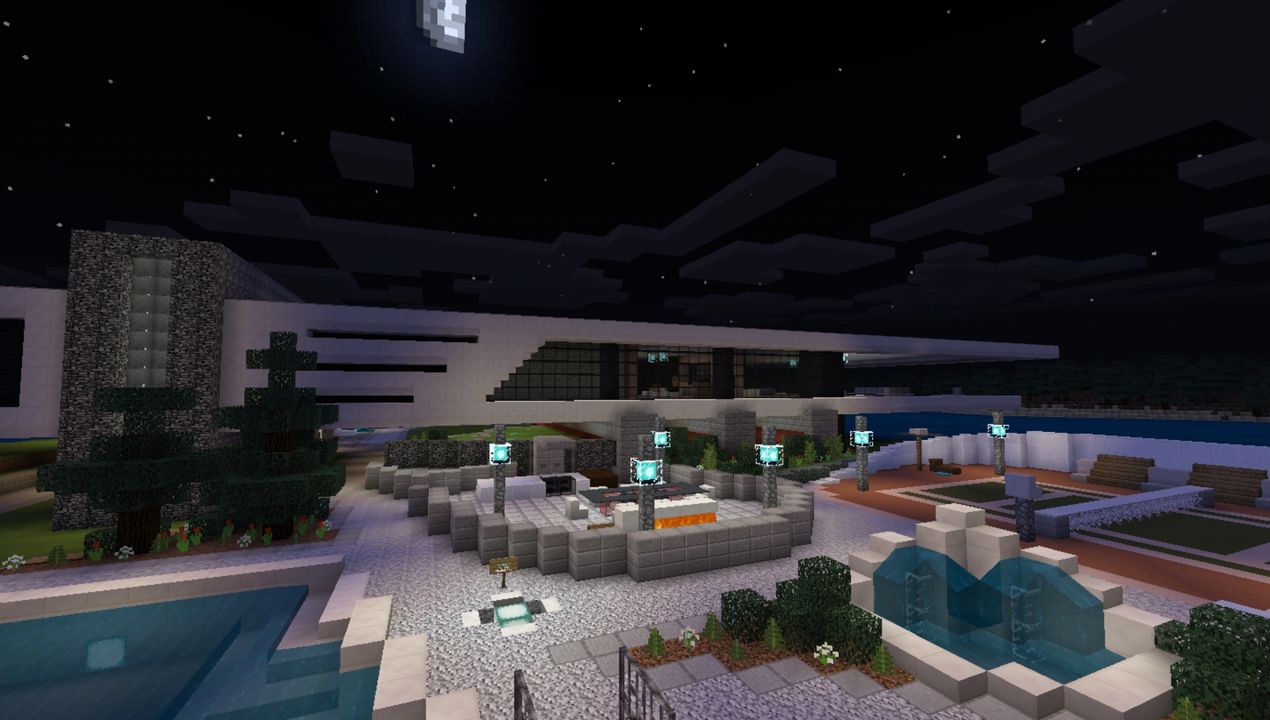 Immense Modern Mansion Island House Mcpe Map All For Minecraft