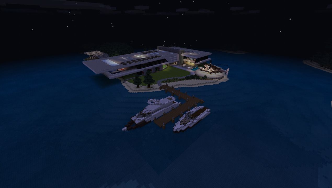 image for 3Immense Modern Mansion Island House MCPE map